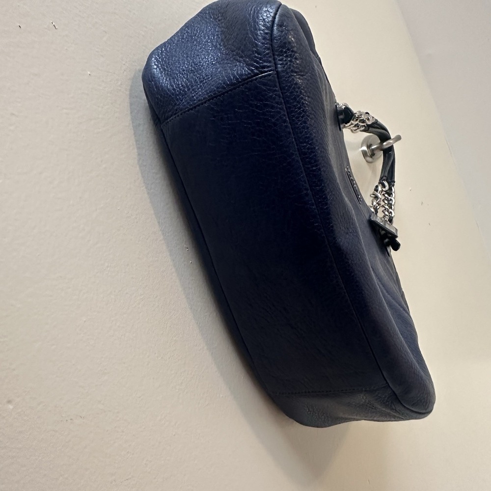 Coach Madison Tribeca East West Blue Tote Pebbled Leather Shoulder Bag Charm - Picture 3 of 16